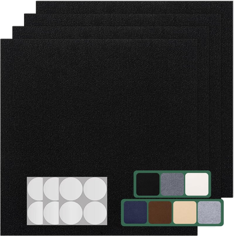 VallisCo 30 Pack Carpet Tile - 12” X 12” Self Adhesive Carpet Floor Tiles Anti-Slip Squares Peel and Stick Floor Tile DIY Installation for Bedroom (Black) - Image 1